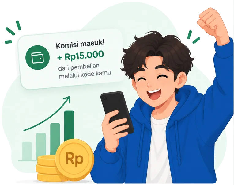 Notifikasi komisi masuk dari pembelian lewat kode voucher